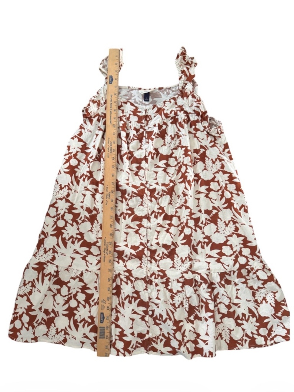 Universal Thread Rust and Cream Floral Button-Front babydoll boho floral dress - Picture 5 of 6
